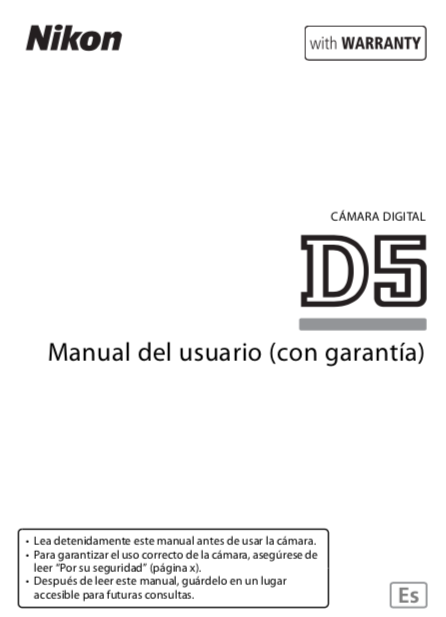Cámara Nikon D5 Manual Del Usuario Impreso Guía Manual De 424 páginas A5 